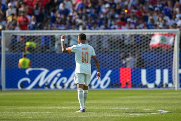 Soccer, 2026 World Cup, 20260709, France vs. Morocco. Pictured: Goal 1-0, goal celebration, goal scorer, Kylian Mbappé (France), 10, Foxborough, Boston, Massachusetts, United States of America Copyright: Passion2Press MarkusxFischerx
