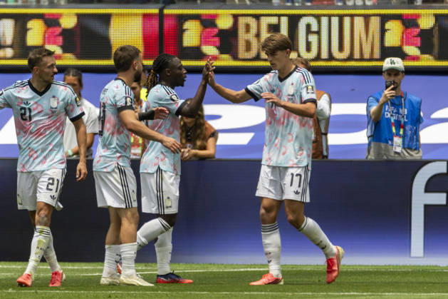 Spain Vs. Belgium FIFA World Cup, WM, Weltmeisterschaft, Fussball quarterfinal soccer match in Los Angeles, USA - 10 Jul 2026 Belgium s Charles De Ketelaere (17) celebrates after scoring against Spain during the FIFA World Cup quarterfinal soccer match at SoFi Stadium. Los Angeles United States Copyright: xRingoxChiux xSOPAxImagesx 20260710RC.FIFA_038