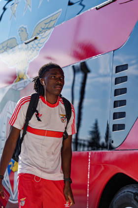 RECORD DATE NOT STATED Trofeu do Algarve 25th Anniversary - SL Benfica vs CR Flamengo, Estadio do Algarve, Portugal. Estadio do Algarve, Portugal. 11 July 2026. 57 Jaden Umeh of SL Benfica arriving at the SL Benfica v CR Flamengo football match for the Algarve Trophy 25th Anniversary. Credit: Nuno Pires Veloso Morse Images. Copyright: xx