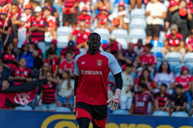 RECORD DATE NOT STATED Trofeu do Algarve 25th Anniversary - SL Benfica vs CR Flamengo, Estadio do Algarve, Portugal. Estadio do Algarve, Portugal. 11 July 2026. 24 Samuel Soares of SL Benfica warming up at the SL Benfica v CR Flamengo football match for the Algarve Trophy 25th Anniversary. Credit: Nuno Pires Veloso Morse Images. Copyright: xx