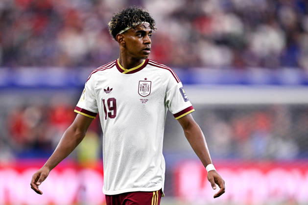 2026-07-14 France v Spain - Semi Final - FIFA World Cup, WM, Weltmeisterschaft, Fussball 2026 ARLINGTON, UNITED STATES - JULY 14: Lamine Yamal of Spain during the Semi Final - FIFA World Cup 2026 match between France and Spain at Dallas Stadium on July 14, 2026 in Arlington, Texas. (Photo by Pablo Morano BSR Agency) Arlington United States Content not available for redistribution in The Netherlands directly or indirectly through any third parties. Copyright: xBSRxAgencyx