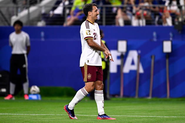 2026-07-14 France v Spain - Semi Final - FIFA World Cup, WM, Weltmeisterschaft, Fussball 2026 ARLINGTON, UNITED STATES - JULY 14: Mikel Oyarzabal of Spain during the Semi Final - FIFA World Cup 2026 match between France and Spain at Dallas Stadium on July 14, 2026 in Arlington, Texas. (Photo by Pablo Morano BSR Agency) Arlington United States Content not available for redistribution in The Netherlands directly or indirectly through any third parties. Copyright: xBSRxAgencyx