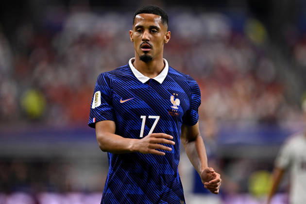 2026-07-14 France v Spain - Semi Final - FIFA World Cup, WM, Weltmeisterschaft, Fussball 2026 ARLINGTON, UNITED STATES - JULY 14: William Saliba of France during the Semi Final - FIFA World Cup 2026 match between France and Spain at Dallas Stadium on July 14, 2026 in Arlington, Texas. (Photo by Pablo Morano BSR Agency) Arlington United States Content not available for redistribution in The Netherlands directly or indirectly through any third parties. Copyright: xBSRxAgencyx