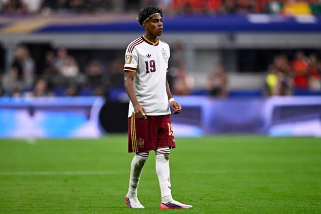 2026-07-14 France v Spain - Semi Final - FIFA World Cup, WM, Weltmeisterschaft, Fussball 2026 ARLINGTON, UNITED STATES - JULY 14: Lamine Yamal of Spain during the Semi Final - FIFA World Cup 2026 match between France and Spain at Dallas Stadium on July 14, 2026 in Arlington, Texas. (Photo by Pablo Morano BSR Agency) Arlington United States Content not available for redistribution in The Netherlands directly or indirectly through any third parties. Copyright: xBSRxAgencyx