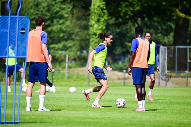 Gent s Mohammed El Adfaoui pictured in action during the summer training camp of Belgian first division soccer team KAA Gent in De Lutte, Losser, the Netherlands on Friday 17 July 2026, to prepare for the upcoming 2026-2027 season. TOM GOYVAERTS TomxGoyvaerts  x181329222x