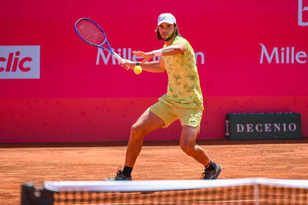 July 23, 2026, Lisbon, Lisbon, Portugal: JAIME FARIA in action during the Round of 16 at the Millennium Estoril Open ATP, Tennis Herren tennis tournament at Clube de Tenis do Estoril. Lisbon Portugal - ZUMAr238 20260723_zip_r238_021 Copyright: xRicardoxRochax