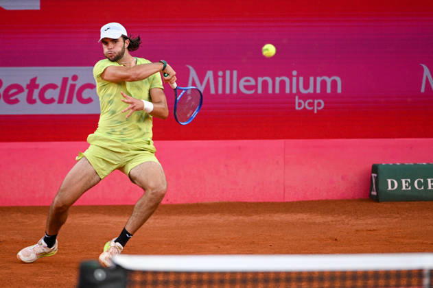 July 24, 2026, Lisbon, Lisbon, Portugal: JAIME FARIA in action during the Quarter-finals at the Millennium Estoril Open ATP, Tennis Herren tennis tournament at Clube de Tenis do Estoril. Lisbon Portugal - ZUMAr238 20260724_zip_r238_074 Copyright: xRicardoxRochax