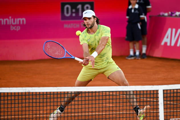 July 24, 2026, Lisbon, Lisbon, Portugal: JAIME FARIA in action during the Quarter-finals at the Millennium Estoril Open ATP, Tennis Herren tennis tournament at Clube de Tenis do Estoril. Lisbon Portugal - ZUMAr238 20260724_zip_r238_083 Copyright: xRicardoxRochax