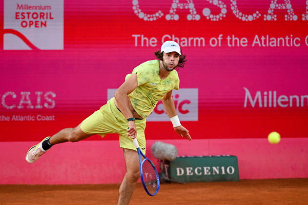 July 24, 2026, Lisbon, Lisbon, Portugal: JAIME FARIA in action during the Quarter-finals at the Millennium Estoril Open ATP, Tennis Herren tennis tournament at Clube de Tenis do Estoril. Lisbon Portugal - ZUMAr238 20260724_zip_r238_087 Copyright: xRicardoxRochax