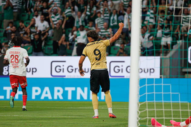 Rafael Nel seen celebrating after a goal during Club Friendly Games between teams of Sporting CP and AS Monaco Estadio Jose Alvalade (Luis Loureiro Ball Raw Images PT) Lisboa Estadio Jose Alvalade Portugal Copyright: xLuisxLoureirox LLOU8856
