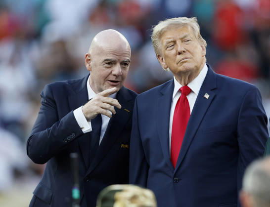 Spain v Argentina: Final - FIFA World Cup, WM, Weltmeisterschaft, Fussball 2026 Gianni Infantino President of FIFA and Donald Trump President of the USA at the presentation after the FIFA World Cup 2026 Final match between Spain and Argentina at New York New Jersey Stadium on July 19, 2026 in East Rutherford, United States. East Rutherford New York New Jersey Stadium NJ United States Copyright: xAllstarxPicturexLibraryxLtdx