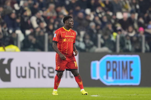 Lecce™s Lameck Banda celebrates after scoring the 0-1 goal for his team during the Serie A soccer match between Juventus Fc and Lecce the Juventus Stadium in Turin, north west Italy - January 3, 2026. - Soccer  Copyright: xFabioxFerrari LaPressex