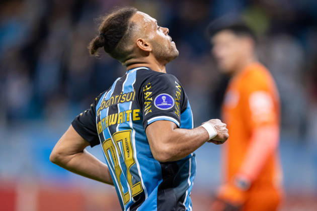 RECORD DATE NOT STATED 30th July 2026; Arena do Gremio Stadium, Porto Alegre, Brazil; Copa Sudamericana Football, Gremio versus Bolivar; Martin Braithwaite of Gremio reacts RichardxDucker DiaEsportivo
