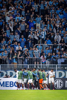 RECORD DATE NOT STATED 30th July 2026; Arena do Gremio Stadium, Porto Alegre, Brazil; Copa Sudamericana Football, Gremio versus Bolivar; Dairon Asprilla of Bolivar celebrates after scoring the first goal of his team RichardxDucker DiaEsportivo