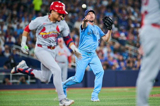 August 2, 2026, Toronto, On, Canada: Toronto Blue Jays Max Scherzer (31) makes a throw to first to get the out on St. Louis Cardinals Masyn Winn (0) during sixth inning MLB, Baseball Herren, USA baseball action in Toronto, on Sunday, Aug. 2, 2026. Canada News - August 2, 2026 - ZUMAc35_ 20260802_zaf_c35_121 Copyright: xSammyxKoganx