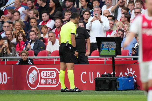 AMSTERDAM , 06-08-2026, Johan Cruijff ArenA , season 2026 2027 , UEFA Conference League play-off football . Match between Ajax and Shelbourne FC , Picture shows referee Atilla Karaoglan Ajax - Shelbourne x205489072x Copyright: