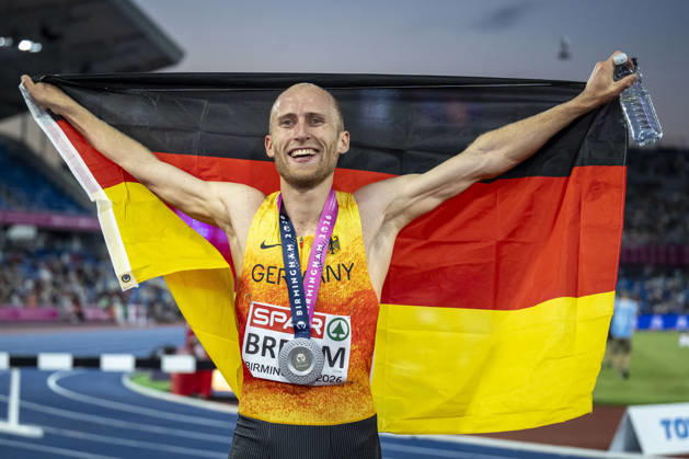 Athletics, European Championships in Birmingham, 5000m, men, Florian Bremm wins silver