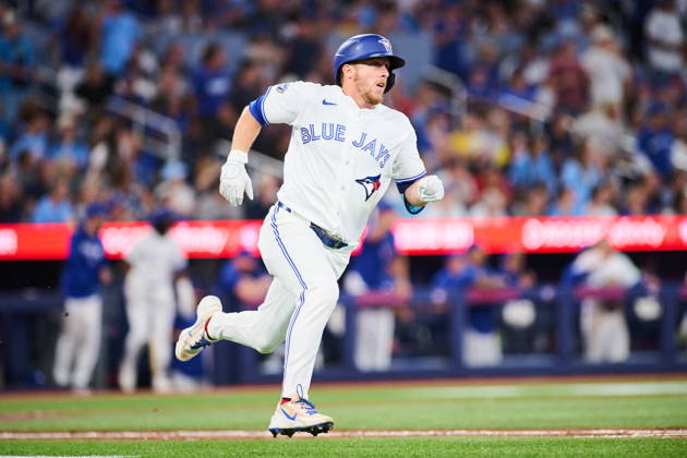 August 11, 2026, Toronto, On, Canada: Toronto Blue Jays Myles Straw (3) sprints to second after hitting an RBI double against the Boston Red Sox during eighth inning MLB, Baseball Herren, USA baseball action in Toronto, on Tuesday, Aug. 11, 2026. Canada News - August 11, 2026 - ZUMAc35_ 20260811_zaf_c35_133 Copyright: xSammyxKoganx
