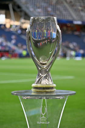 Paris Saint-Germain v Aston Villa - UEFA Super Cup SALZBURG, AUSTRIA - AUGUST 12: The UEFA Super Cup trophy is displayed at Salzburg Stadium ahead of the UEFA Super Cup match between Paris Saint-Germain and Aston Villa in Salzburg, Austria, on August 12, 2026. Isa Terli Anadolu Salzburg Austria. Editorial use only. Please get in touch for any other usage. Copyright: x2026xAnadoluxIsaxTerlix
