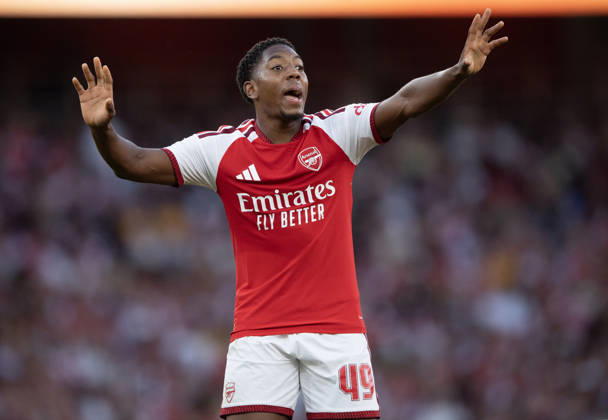 Arsenal FC v Como Calcio - Pre-Season Friendly LONDON, ENGLAND - AUGUST 12: Myles Lewis-Skelly of Arsenal during the pre-season friendly match between Arsenal FC and Como Calcio at Emirates Stadium on August 12, 2026 in London, United Kingdom. London Emirates Stadium England United Kingdom Copyright: xVisionhausx 776527795
