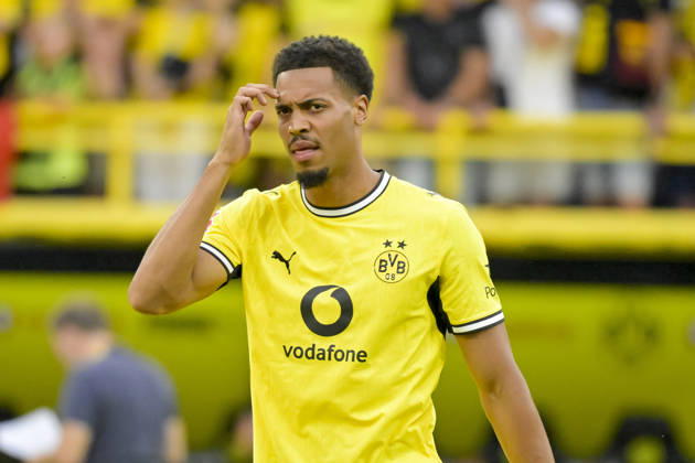 Felix Nmecha (Borussia Dortmund) looks on during the pre-season friendly match between Borussia Dortmund and AS Roma at Signal Iduna Park on August 15, 2026 in Dortmund, Germany. (Photo by Max Maiwald DeFodi Images) -