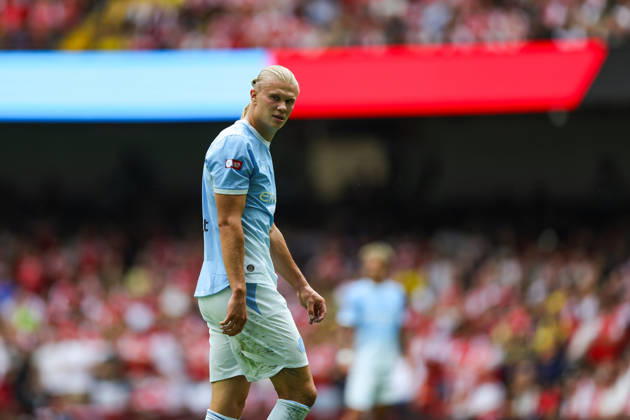 Arsenal v Manchester City, FA Community Shield Erling Haaland (9) of Manchester City during the FA Community Shield match between Arsenal and Manchester City at Millenium Stadium, Cardiff, UK on 16 August 2026. Editorial use only DataCo restrictions apply See www.football-dataco.com , Copyright: xNigelxKeenex PSI-24687-0032