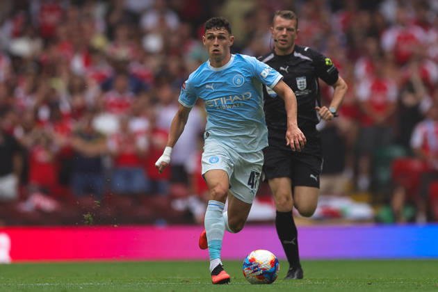 Arsenal v Manchester City, FA Community Shield Phil Foden (47) of Manchester City during the FA Community Shield match between Arsenal and Manchester City at Principality Stadium, Cardiff, UK on 16 August 2026. Editorial use only DataCo restrictions apply See www.football-dataco.com , Copyright: xNigelxKeenex PSI-24687-0075
