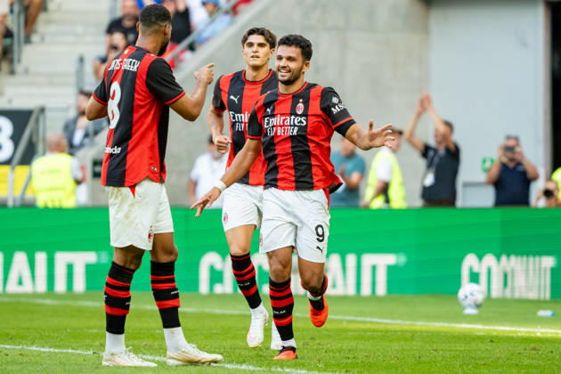 Goncalo Ramos celebrating after scoring goal seen during the Friendly match Supermecz 2026 between AC Milan and Manchester United, ManU ManU ManU (Kazimierz Koper Ball Raw Images) Wroclaw Tarczynski Arena Poland Copyright: xKazimierzxKoperx KAZ_MILvMUN-160