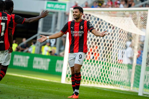 Goncalo Ramos celebrating after scoring goal seen during the Friendly match Supermecz 2026 between AC Milan and Manchester United, ManU ManU ManU (Kazimierz Koper Ball Raw Images) Wroclaw Tarczynski Arena Poland Copyright: xKazimierzxKoperx KAZ_MILvMUN-167