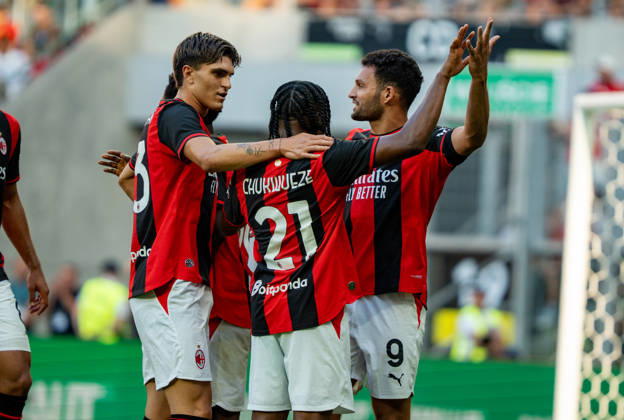 Goncalo Ramos celebrating after scoring goal with team seen during the Friendly match Supermecz 2026 between AC Milan and Manchester United, ManU ManU ManU (Kazimierz Koper Ball Raw Images) Wroclaw Tarczynski Arena Poland Copyright: xKazimierzxKoperx KAZ_MILvMUN-168