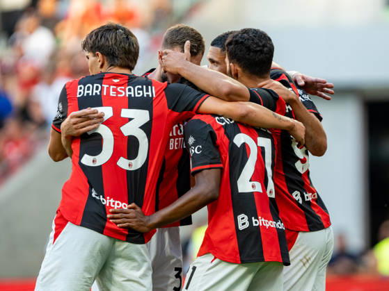 Goncalo Ramos celebrating after scoring goal with team seen during the Friendly match Supermecz 2026 between AC Milan and Manchester United, ManU ManU ManU (Kazimierz Koper Ball Raw Images) Wroclaw Tarczynski Arena Poland Copyright: xKazimierzxKoperx KAZ_MILvMUN-169