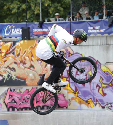 August 21, 2026: Men s Qualifying Round at the BMX Freestyle Park European Championships in Darmstadt s Bürgerpark, hosted by VC Darmstadt, August 21–23, 2026. Here, Anthony Jeanjean (FRA), the reigning 2025 world champion in the course, competes in the qualifying round in Darmstadt, Hesse, Germany.