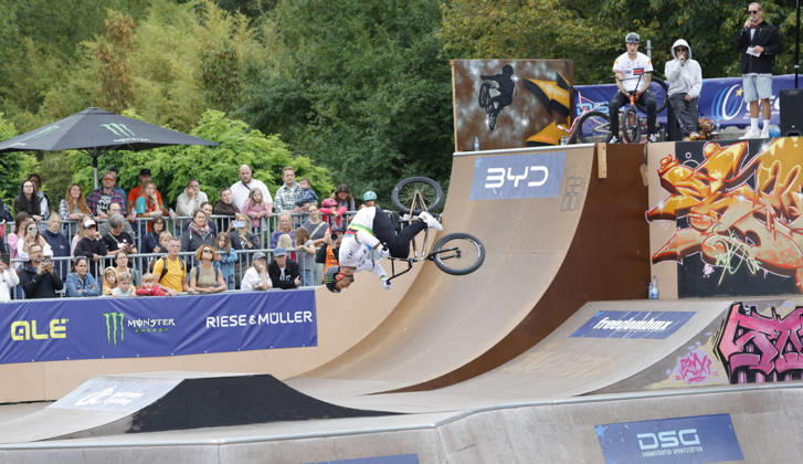 August 21, 2026 Men s Qualifying Round at the BMX Freestyle Park European Championships in Darmstadt s Bürgerpark, hosted by VC Darmstadt, August 21–23, 2026; here, Benjamin Daldy (FRA) during the competition in Darmstadt, Hesse, Germany