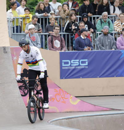 August 21, 2026 Men s Qualifying Round at the BMX Freestyle Park European Championships in Darmstadt s Bürgerpark, hosted by VC Darmstadt, August 21–23, 2026; here, Benjamin Daldy (FRA) during the competition in Darmstadt, Hesse, Germany