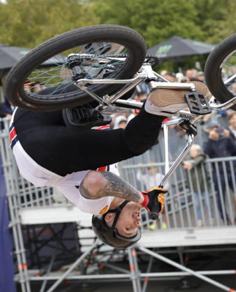 August 21, 2026 Men s Qualifying Round at the BMX Freestyle Park European Championships in Darmstadt s Bürgerpark, hosted by VC Darmstadt, August 21–23, 2026. Pictured here is Jordan Clark (GBR) during the competition in Darmstadt, Hesse, Germany.