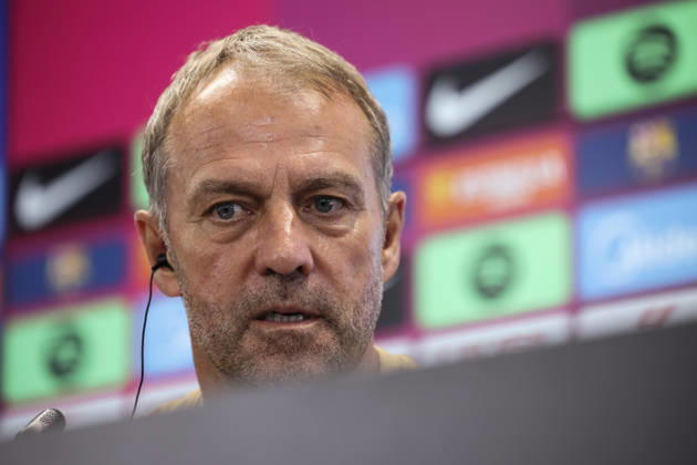 August 22, 2026, Sant Joan Despi, Barcelona, Spain: Hansi Flick, head coach of FC Barcelona, Barca attends his press conference, PK, Pressekonferenz during the training day of FC Barcelona ahead the Spanish League, LaLiga EA Sports, football match against Elche CF at Ciudad Esportiva Joan Gamper on August 22, 2026 in Sant Joan Despi, Barcelona, Spain. FC Barcelona Training And Press Conference - LaLiga EA Sports - ZUMAa181 20260822_zaa_a181_091 Copyright: xJavierxBorregox