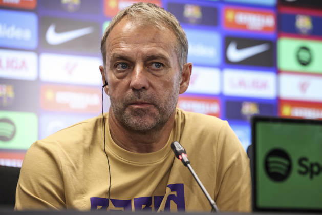 August 22, 2026, Sant Joan Despi, Barcelona, Spain: Hansi Flick, head coach of FC Barcelona, Barca attends his press conference, PK, Pressekonferenz during the training day of FC Barcelona ahead the Spanish League, LaLiga EA Sports, football match against Elche CF at Ciudad Esportiva Joan Gamper on August 22, 2026 in Sant Joan Despi, Barcelona, Spain. FC Barcelona Training And Press Conference - LaLiga EA Sports - ZUMAa181 20260822_zaa_a181_093 Copyright: xJavierxBorregox
