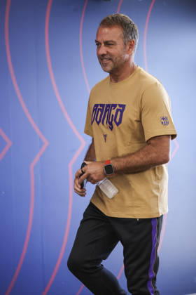 August 22, 2026, Sant Joan Despi, Barcelona, Spain: Hansi Flick, head coach of FC Barcelona, Barca attends his press conference, PK, Pressekonferenz during the training day of FC Barcelona ahead the Spanish League, LaLiga EA Sports, football match against Elche CF at Ciudad Esportiva Joan Gamper on August 22, 2026 in Sant Joan Despi, Barcelona, Spain. FC Barcelona Training And Press Conference - LaLiga EA Sports - ZUMAa181 20260822_zaa_a181_098 Copyright: xJavierxBorregox