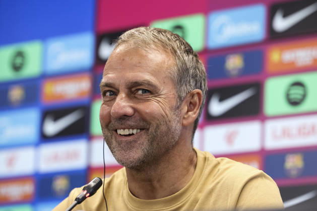 August 22, 2026, Sant Joan Despi, Barcelona, Spain: Hansi Flick, head coach of FC Barcelona, Barca attends his press conference, PK, Pressekonferenz during the training day of FC Barcelona ahead the Spanish League, LaLiga EA Sports, football match against Elche CF at Ciudad Esportiva Joan Gamper on August 22, 2026 in Sant Joan Despi, Barcelona, Spain. FC Barcelona Training And Press Conference - LaLiga EA Sports - ZUMAa181 20260822_zaa_a181_100 Copyright: xJavierxBorregox