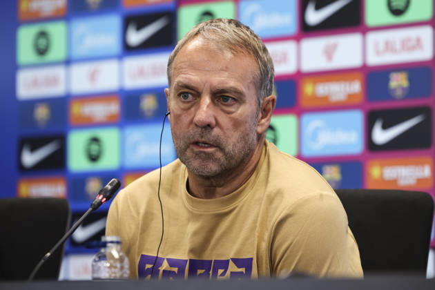 August 22, 2026, Sant Joan Despi, Barcelona, Spain: Hansi Flick, head coach of FC Barcelona, Barca attends his press conference, PK, Pressekonferenz during the training day of FC Barcelona ahead the Spanish League, LaLiga EA Sports, football match against Elche CF at Ciudad Esportiva Joan Gamper on August 22, 2026 in Sant Joan Despi, Barcelona, Spain. FC Barcelona Training And Press Conference - LaLiga EA Sports - ZUMAa181 20260822_zaa_a181_102 Copyright: xJavierxBorregox