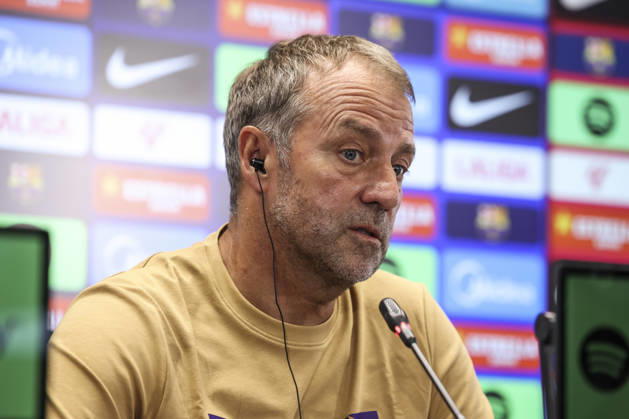 August 22, 2026, Sant Joan Despi, Barcelona, Spain: Hansi Flick, head coach of FC Barcelona, Barca attends his press conference, PK, Pressekonferenz during the training day of FC Barcelona ahead the Spanish League, LaLiga EA Sports, football match against Elche CF at Ciudad Esportiva Joan Gamper on August 22, 2026 in Sant Joan Despi, Barcelona, Spain. FC Barcelona Training And Press Conference - LaLiga EA Sports - ZUMAa181 20260822_zaa_a181_106 Copyright: xJavierxBorregox