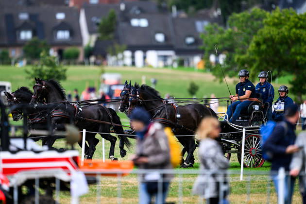 August 22, 2026: Fredrik Persson of Sweden, with his horses Fasco, Hertog Jan, Judson, and Kermit, competes in the Four-in-Hand Marathon on Day 12 of the 2026 FEI World Championships in Aachen. 2026 in Aachen. Photo by Emma Wallskog, BILDBYRAN code EW EW0697 equestrian sports 2026 World Championships 2026 FEI World Championships BBENG equestrian sports World Championships four-in-hand driving Copyright: EMMAxWALLSKOG BB260822EW013