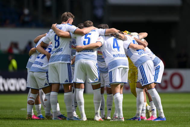 Soccer, DFB Cup, 20260822, MSV Duisburg vs. SV 07 Elversberg. Pictured: Duisburg rallies at the Schauinsland Reisen Arena in North Rhine-Westphalia, Germany Copyright: Passion2Press MarkusxFischerx