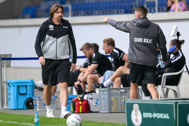 Soccer, DFB Cup, 20260822, MSV Duisburg vs. SV 07 Elversberg. Pictured: Elversberg coach Vincent WAGNER at the Schauinsland Reisen Arena in Duisburg, North Rhine-Westphalia, Germany Copyright: Passion2Press MarkusxFischerx