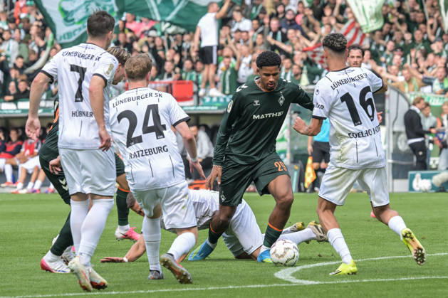 Salim Musah, SV Werder Bremen 29 vs. All, Lüneburger SK vs. Hansa SV Werder Bremen, Soccer, DFB Cup, DFB, August 22, 2026. DFB regulations prohibit any use of photographs as image sequences and or quasi-video. Hamburg, Hamburg, Germany Copyright: xkolbert-press BurghardxSchreyerx