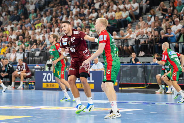 Fuechse Berlin GER vs. SC Magdeburg GER, Handball, Men s Handball Bundesliga 1, 2026 Rexel Super Cup, 2026–2027 Season, Munich, August 22, 2026, Mijajlo Marsenic, Füchse Berlin, 93 on offense, Munich SAP Garden, Germany