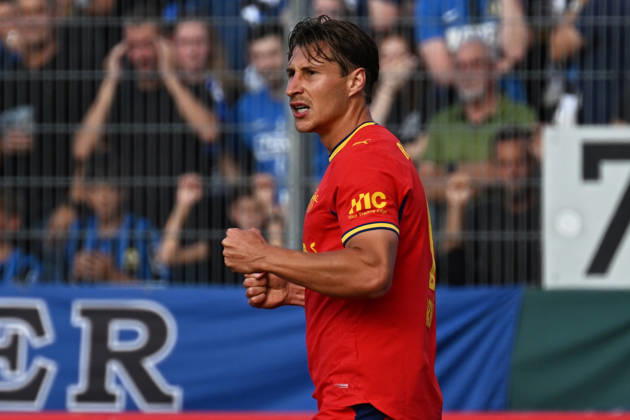 August 22, 2026, xjhx, Soccer, DFB Cup First Round, Eintracht Trier vs. RB Leipzig – Goal celebration after Willi Orban scored the 0-2 goal for RB Leipzig against Trier