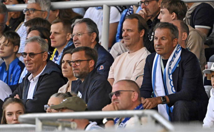 August 22, 2026, Soccer: 2026-27 DFB Cup, First Round, TSV 1860 Munich vs. Holstein Kiel, at the stadium on Grünwalderstrasse in Munich, TSV 1860 Munich President Gernot Mang pondering in the stands