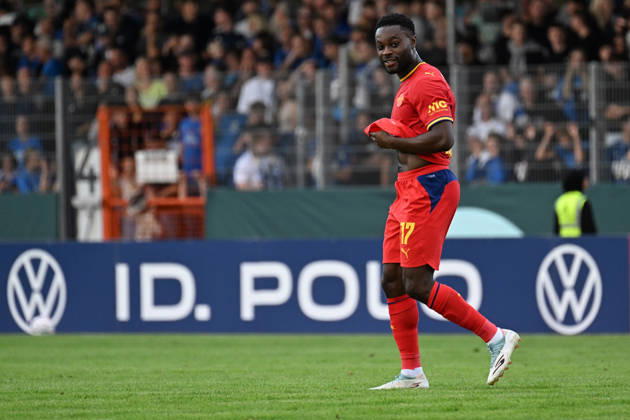 August 22, 2026, xjhx, Soccer, DFB Cup First Round, Eintracht Trier vs. RB Leipzig: Goal celebration after Ridle Baku s goal for RB Leipzig against Trier (0-3)