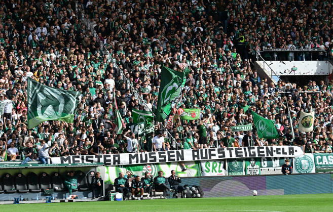 August 22, 2026, GER Soccer, Men, DFB Cup, 1st Round, 2026–2027 Season, Hamburg, Lüneburger SK vs. Werder Bremen – Feature: Fans from Bremen display banners. DFB and DFL regulations prohibit any use of photographs as image sequences and or quasi-video. Hamburg Millerntorstadion, Hamburg, Germany Copyright: xnordphotoxGmbH xWitkex